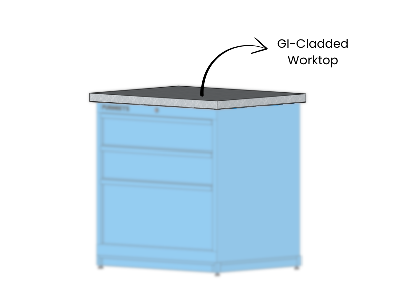 GI-Cladded Worktop worktable cabinet Lathe Machining Zone