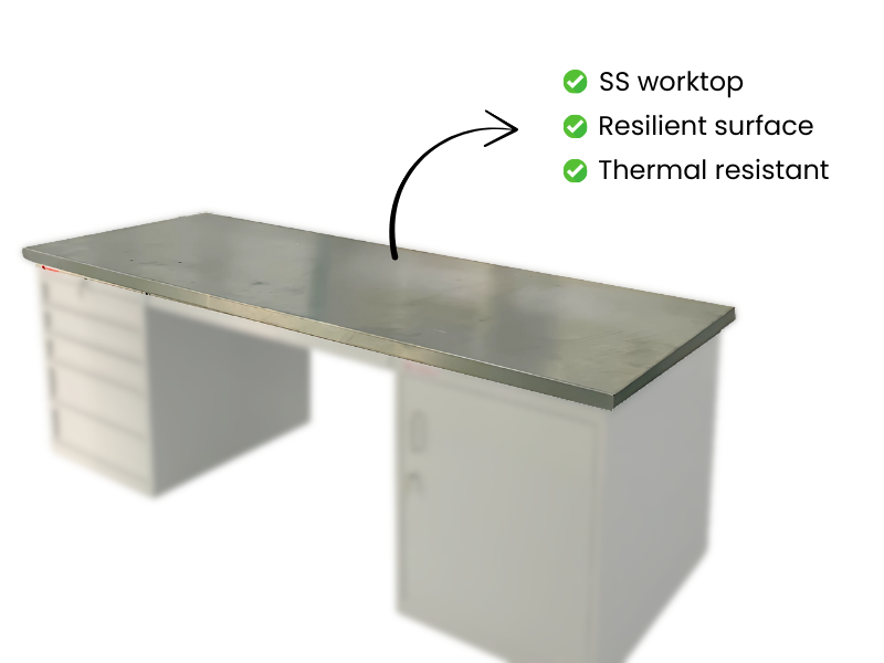 Stainless steel worktop for Fabrication Area